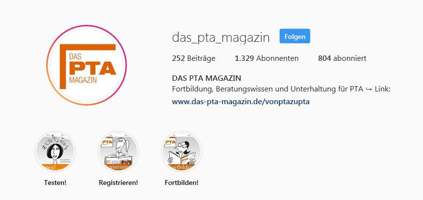 Instagram Account von DAS PTA MAGAZIN