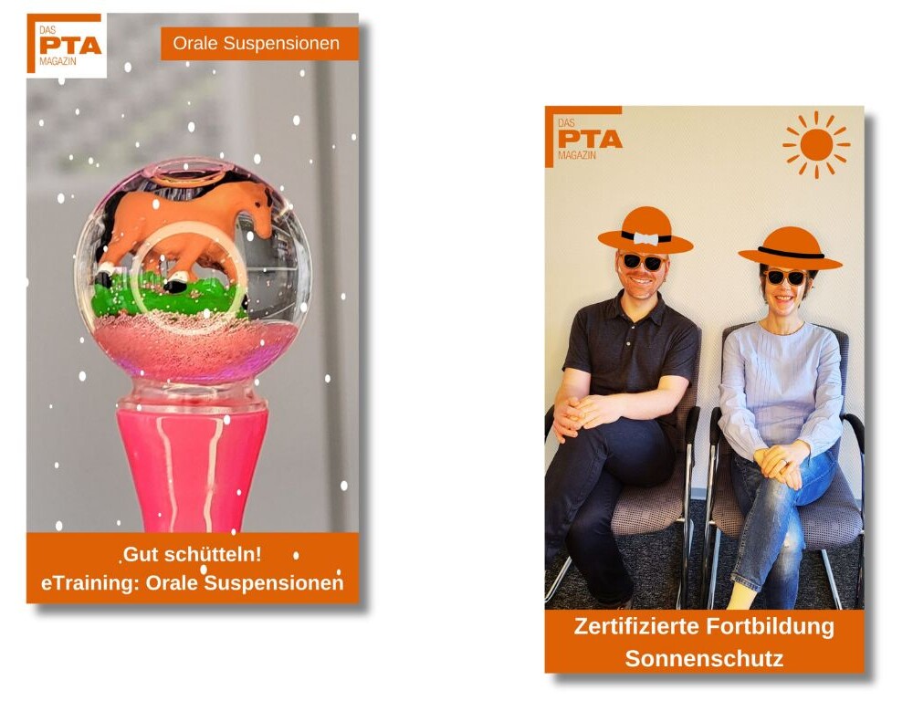 Ob eTraining, zertifizierte Fortbildung
oder Wirkstoff-Fresh-up:
DAS PTA MAGAZIN bietet auf Instagram
einen Mix aus Infos, News und
Unterhaltung – smart, sympathisch,
orange.