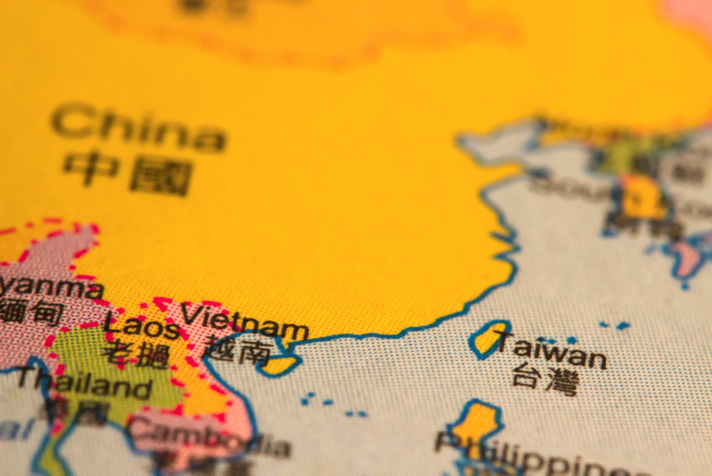 Ausschnitt einer Landkarte, Region China, Thailand, Vietnam