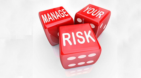 Rote Würfel mit Ausschrift „Manage your risk“
