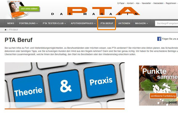 Screenshot der Website www.das-pta-magazin.de Screenshot der Website www.das-pta-magazin.de