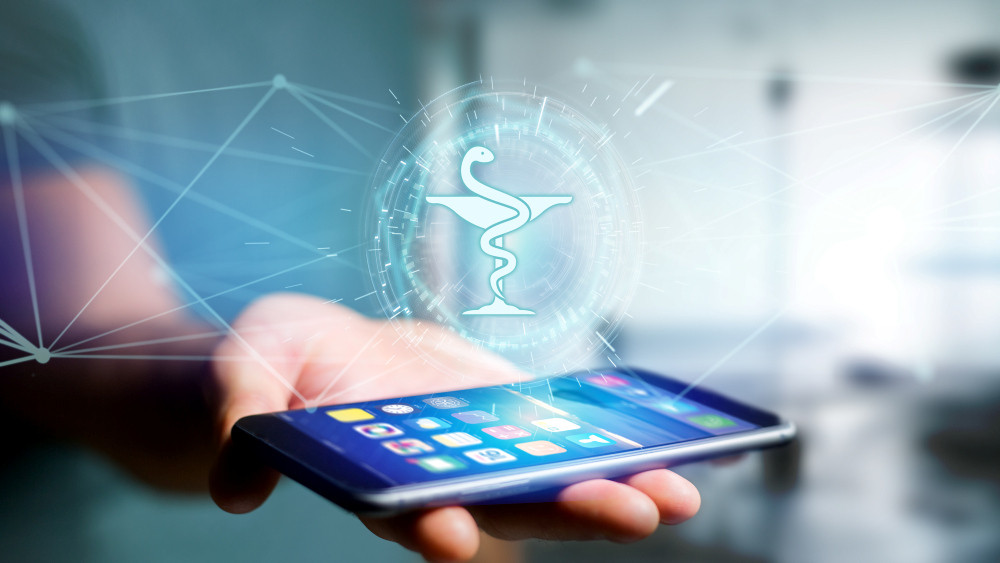 Smartphone mit Symbol Gesundheit Smartphone mit Symbol Gesundheit