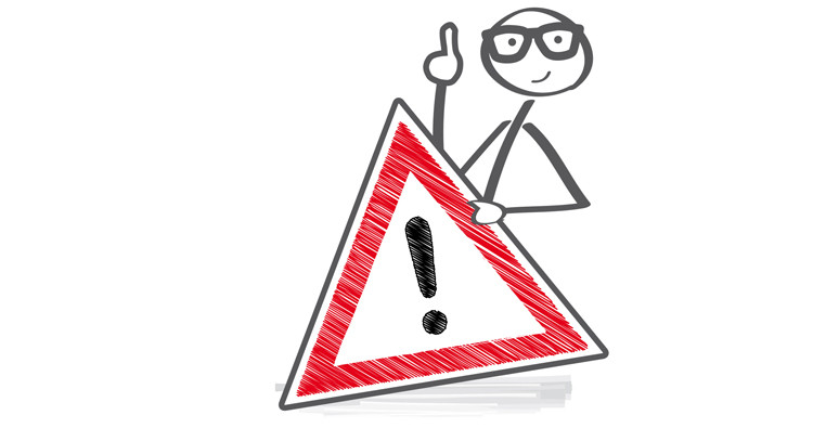 Strichmännchen, dass ein Warnschild in der Hand hält. Strichmännchen, dass ein Warnschild in der Hand hält.