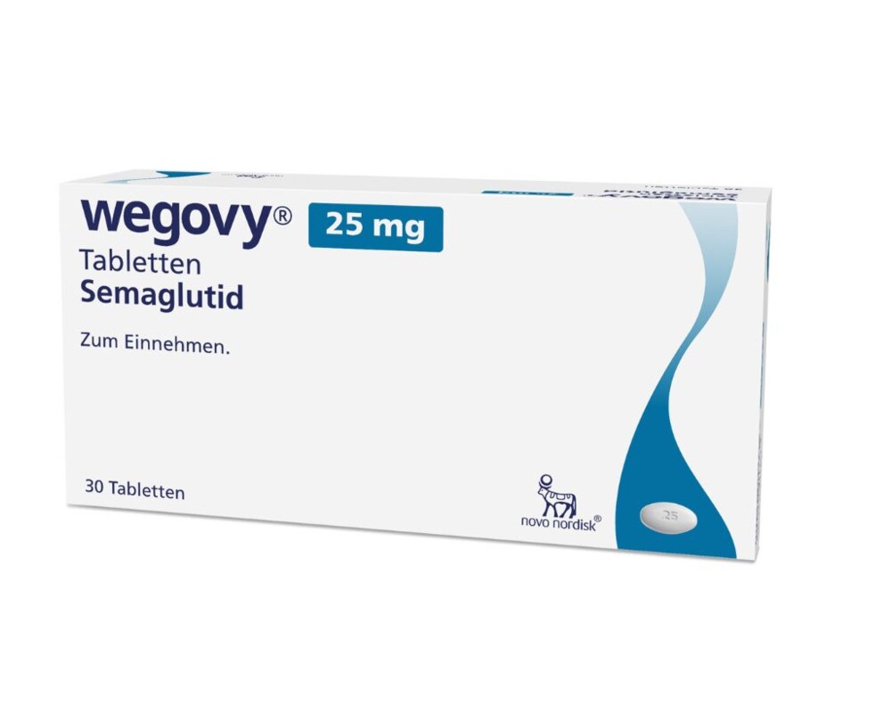 Packshot der Wegovy® Tablette - Das Produkt wird ab dem 1. September 2026 in Deutschland verfügbar sein.
