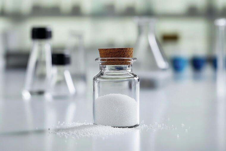 Süßstoffe im verschlossenen Glas und auf dem Tisch