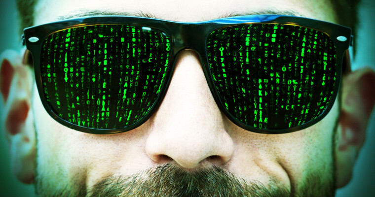 Mann mit Matrix-Brille