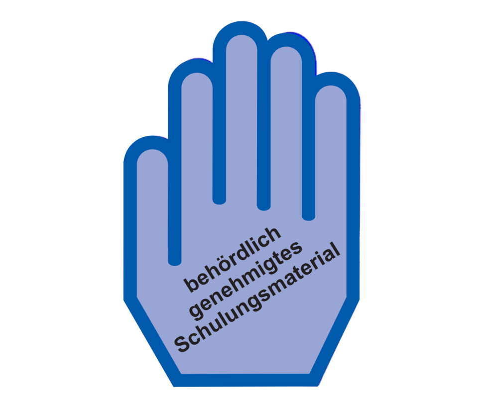 Blaue Hand Schulungsmaterial