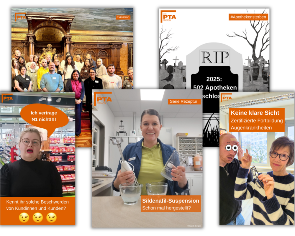 Collage aus 5 Social Media Posts DAS PTA MAGAZIN