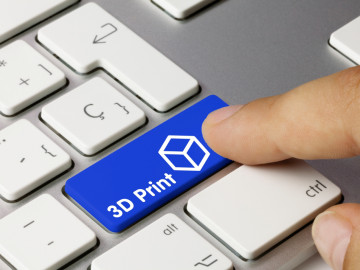 Tastatur mit blauer Entertaste „3 D print“