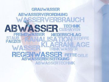Verschiedene Begriffe zum Thema Abwasser.