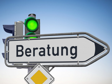 Schild mit Aufschrift Beratung