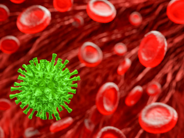 Coronavirus mit Blutzellen