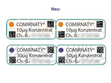 Neue Etiketten der Comirnaty-Impfstoffe