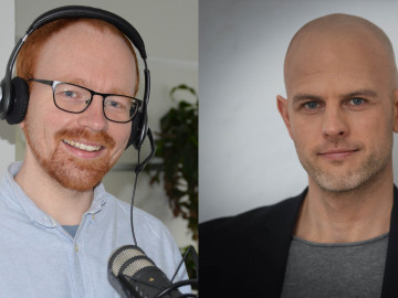 Mimikexperte Dirk Eilert (rechts) und Onlineredakteur Christoph Niekamp (links)