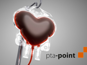 Blutbeutel in Herzform und pta point