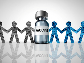 Impfstoff und Menschenkette