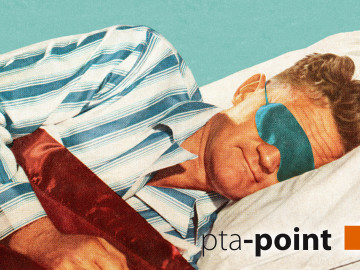 Mann mit Schlafbrille und PTA Point