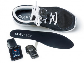 Schuheinlage mit Drucksensoren, Transmitter und Smartwatch