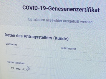 Screenshot Zertifikat Genesen