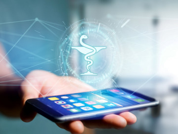 Smartphone mit Symbol Gesundheit