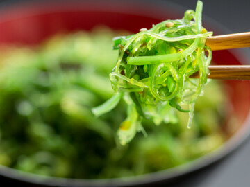 Algensalat auf Stäbchen