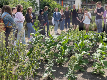 PTA-Schülerinnen und -Schüler auf Exkursion im Arzneipflanzengarten des Instituts für Pharmazeutische Biologie und Phytochemie an der Universität Münster.