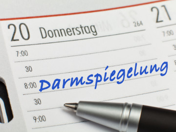 Kalenderblatt mit Eintrag Darmspiegelung