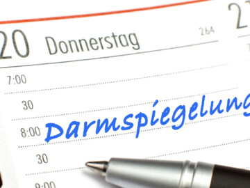 Kalenderblattausschnitt mit Eintrat „Darmspiegelung“