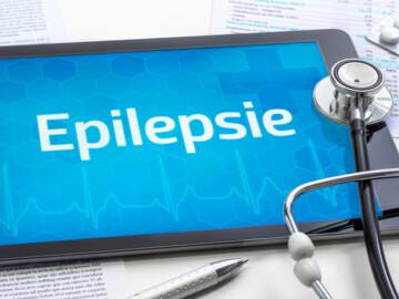 Ein Tablet mit dem Text Epilepsie auf dem Display