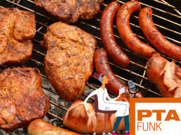 Grillfleisch und PTA FUNK Logo