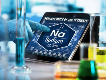 Tablet zeigt das Element Natrium im Periodensystem