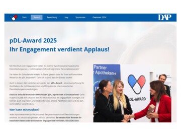 Screenshot der Internetseite dap-awards.deutschesapothekenportal.de/pdl-award/award