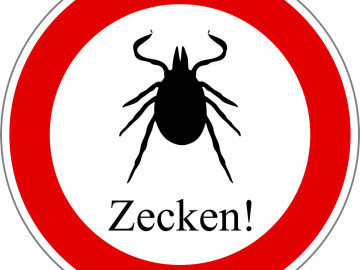 Rundes Warnschild „Zecken!“