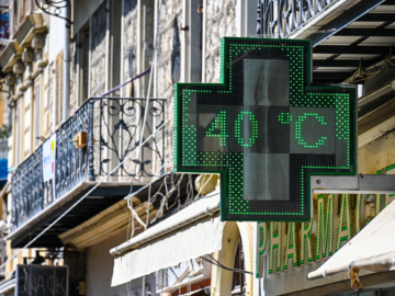Anzeige 40° C an einer französischen Apotheke