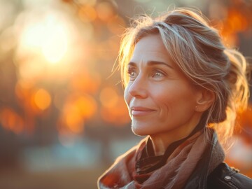 KI-Bild einer mittelalten Frau im Herbst