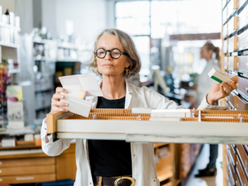 PTA mit Papierrezept an Medikamentenschublade