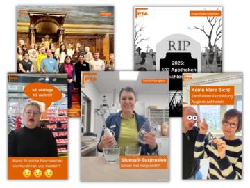 Collage aus 5 Social Media Posts DAS PTA MAGAZIN