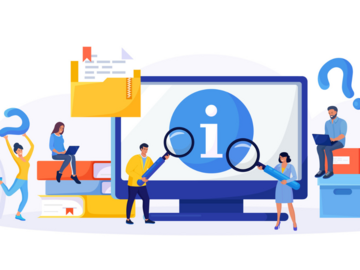 Illustration: Computer, Fragezeichen,Menschen